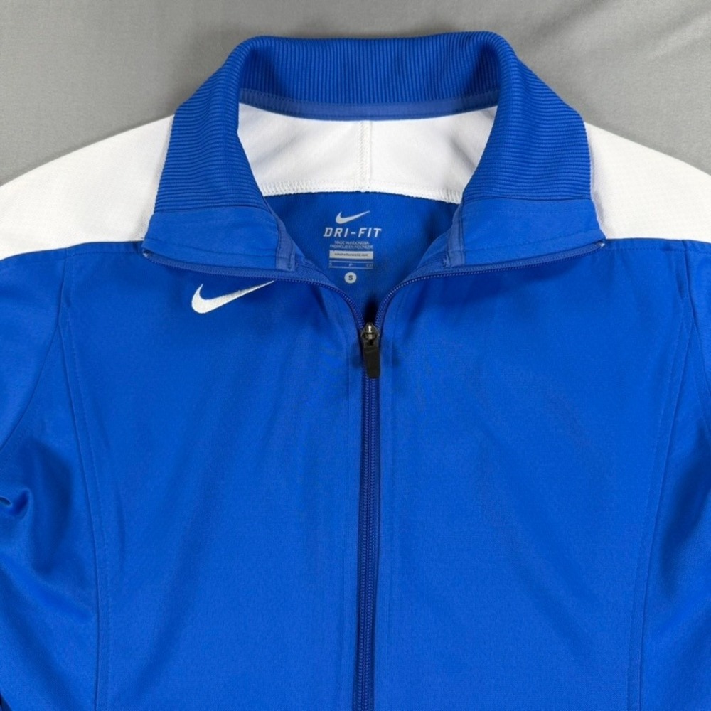Nike Dri-FIT Track Jacket Small Blue White Full Zip Athletic Warm Up Jacket S - Picture 5 of 9